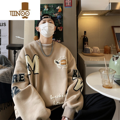 YANXU情侣无帽卫衣oversize小众高街潮牌ins冰球服美式刺绣外套男