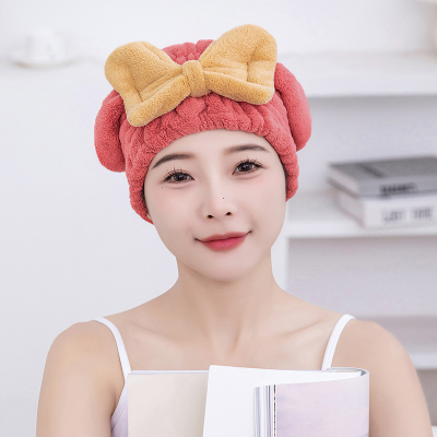 [补贴10%]干发帽超强吸水速干帽蝴蝶结新款可爱干发巾洗头发浴帽女包头巾 [酒红色]速干加厚❤大蝴蝶公主帽