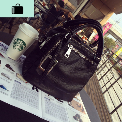 2020时尚新款多口袋单肩包大拉链女式休闲手提包百搭三用斜挎包女NEW LAKE 黑色女斜挎包