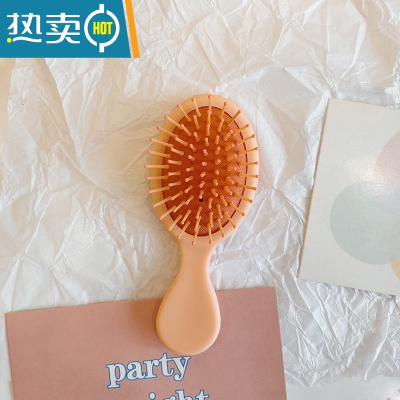 敬平随身便携公主镜皮质复古折叠镜卧室宿舍桌面台式化妆高清梳妆镜子便携式用镜 气垫梳桔色