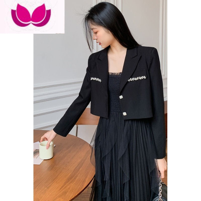 七斓小西装外套2023春季气质名媛西服套装网纱裙显瘦连衣裙时尚套