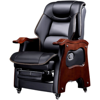 锦北 老板椅商务总裁办公椅按摩椅皮大班椅可躺电脑椅进口牛皮搁脚按摩