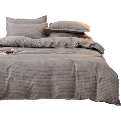 美帮汇床上四件套简约 现代冬天磨毛床单男生北欧风被套三件套 灰色床套