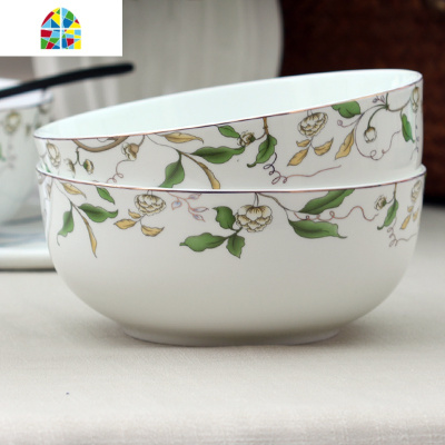 [2个装]泡面大碗家用味千拉面碗7英寸汤碗拌面陶瓷餐具套装 FENGHOU 7面永恒玫瑰(2只)可微波