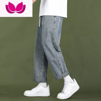 七斓阔腿牛仔裤男生2023夏季薄款潮牌复古水洗宽松直筒休闲长裤子