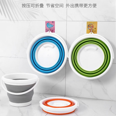 便携式旅行硅胶折叠桶家政保洁公司清洗工具洗脚钓鱼洗笔 灰色-中号-5L