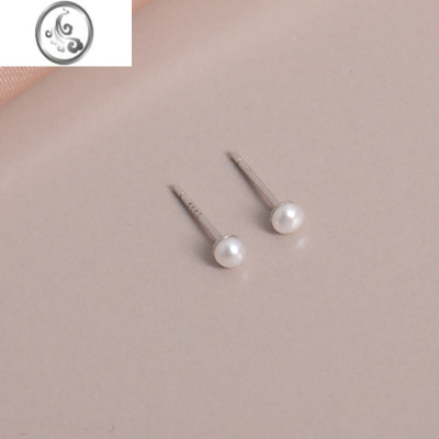 JiMi养耳洞999银银耳钉女耳环 2023新款潮淡水珍珠小巧简约养耳棒