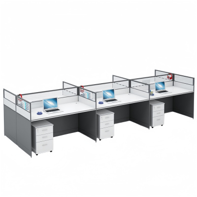 攸形员工桌含活动柜六人3600*1200*1100mm张