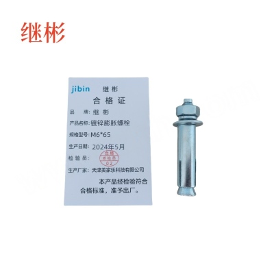 JIBIN/继彬 GB22795-表5 膨胀螺栓 碳钢 镀白锌 M6×65 1个