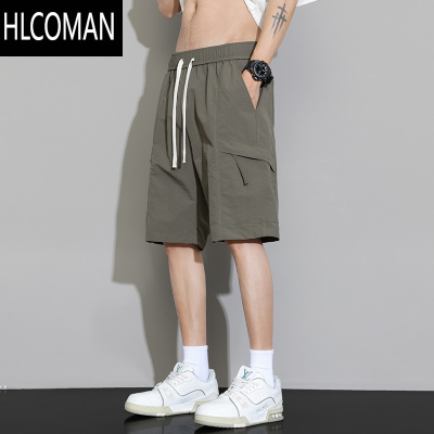 HLCOMAN2025新款冰丝短裤男款夏季薄款宽松运动中裤男士休闲工装五分裤子
