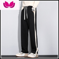 七斓卫裤男士春季宽松直筒阔腿条纹潮牌夏季拖地运动休闲长裤子款