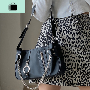 小众设计腋下包2020新款欧美潮流尼龙布链条手提女包法棍包NEW LAKE 黑色女手包 黑色