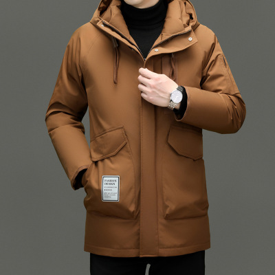 高充绒加厚户外连帽休闲羽绒服男士秋冬新款防寒羽绒外套