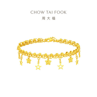周大福捕梦星爆闪蕾丝星星足金黄金手链计价女(工费780元)EOF1890礼物