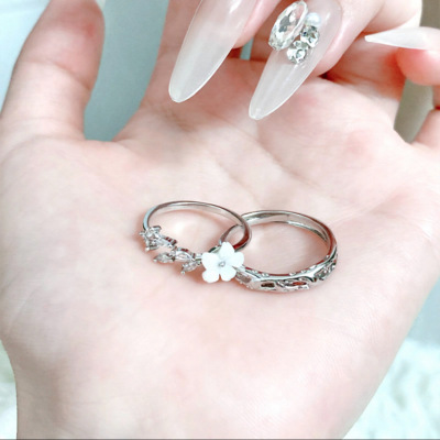 恋爱心迹S999纯银情侣对戒浪漫精致时尚戒指花朵手饰品情人节礼物送女朋友老婆情人节七夕生日礼物