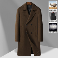 秋冬含羊绒羊毛双排扣长款毛呢大衣男士加厚羊毛呢子大衣外套