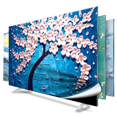 京城派 电视罩防尘罩套简约现代曲面电视机罩挂式液晶客厅75英寸50英寸 041发财树2 75寸定制款(175*96cm)