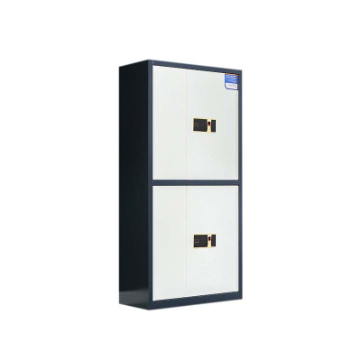 正斌保密柜财务档案柜文件柜办公室资料储物柜保险柜电子密码国保锁通双节灰框白门-指纹密码锁