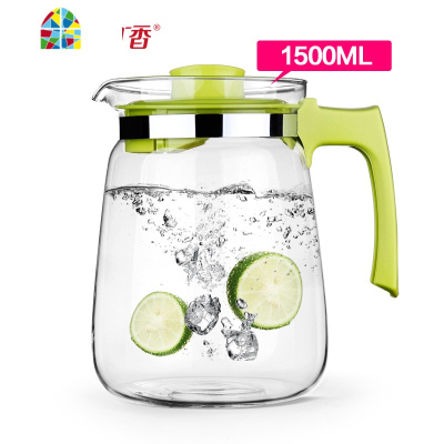 可高温玻璃凉水壶大容量扎壶开水茶壶冷水壶水具果汁壶2L FENGHOU S23-1绿色1.5L+4个S2325