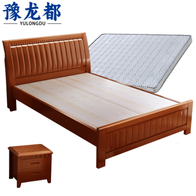 豫龙都床+床垫+床头柜1m套