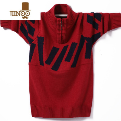 YANXU中学生半高领拉链加厚毛衫2023新款青少年男孩子宽松针织衫毛衣