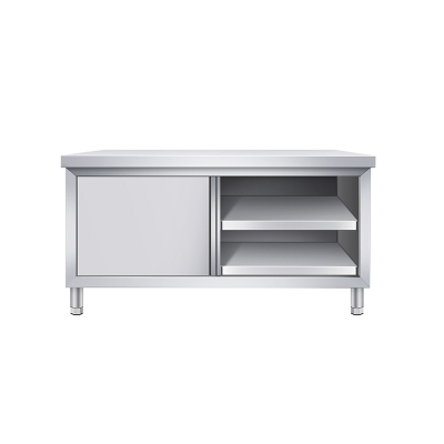 臻远不锈钢推拉门操作台移门打荷台 无需组装150*80*80单通拉门