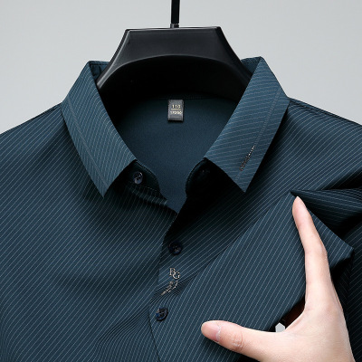 秋季男士长袖衬衫全无痕翻领压钻衬衫时尚休闲衬衣男装