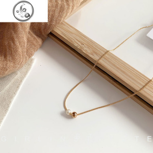 冷淡风珍珠豆豆项链女ins潮网红韩版个性简约短款吊坠锁骨链脖链 JiMi 金色豆豆珍珠项链