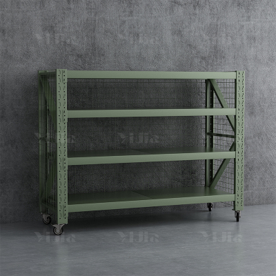 翌嘉 YJ4041222可移动货架库房置物架带轮重型货架四层后背带网2000*800*1600mm/300kg