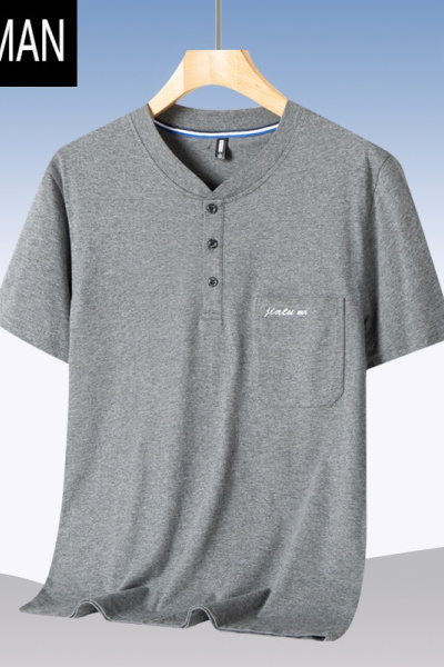 HLCOMAN爸爸夏装中年男士短袖T恤老头衫夏季中老年人爷爷宽松上衣服