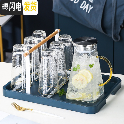 三维工匠英式下午花茶套装透明家用玻璃水果茶壶茶具北欧茶杯杯子可加热 玻璃花茶茶具9件套[259]配6勺子