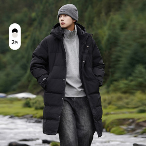 冬季新款羽绒服中长款时尚百搭连帽保暖防风加厚青少年情侣款外套