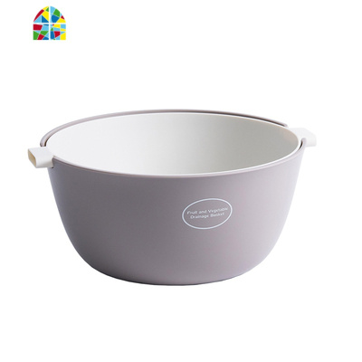 厨房洗菜盆塑料双层家用大号菜篮子多功能圆形洗水果盆果盘 FENGHOU U派深绿色洗菜篮洗菜篮