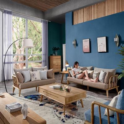 森美人北欧家具实木沙发组合现代简约可拆洗布艺沙发小户型沙发客厅整装