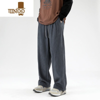 YANXU卫裤男士秋季新款潮牌宽松垂感纯色直筒运动长裤阔腿百搭休闲裤子