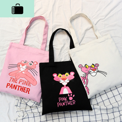 新款ins日韩卡通可爱粉红豹帆布包小清新少女单肩包包顽皮豹女包NEW LAKE女士单肩包