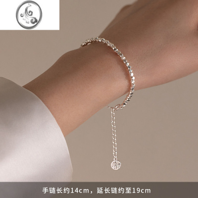 JiMi[]925银银碎银几两手链女小众设计闺蜜手环手饰碎银子轻奢