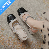 SUNTEK夏季福利!小香风玛丽珍包头凉鞋女法式银色中高跟仙女温柔鞋