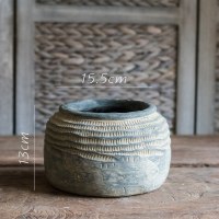 家柏饰(CORATED)非洲艺术老罐 复古工艺水泥罐坛子花瓶花盆花器民族风 绳纹罐(小)需打孔请备注 大