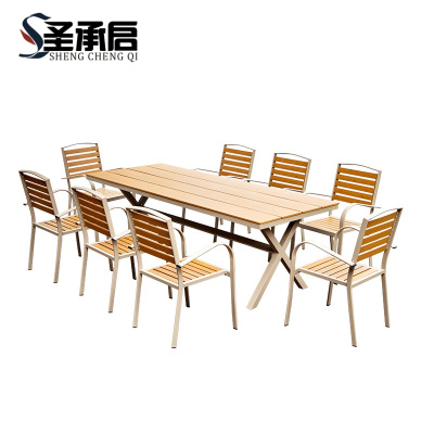 圣承启 塑木桌椅 2.2m+八椅 套