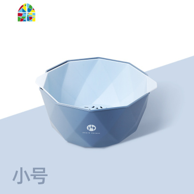 厨房双层洗菜盆北欧风塑料子家用淘米漏水菜篮洗水果盘 FENGHOU 暗夜绿[大小号组合两只装]洗菜篮洗菜篮