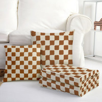 無印良品 大豆棉抱枕被 咖格 MJ-Q2025-0331 合起-40*40cm打开-110*150cm