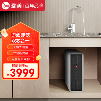 Rheem瑞美 净水器800G大通量家用厨下式直饮一体净水机RO反渗透过滤自来水 RWRR-2100E1