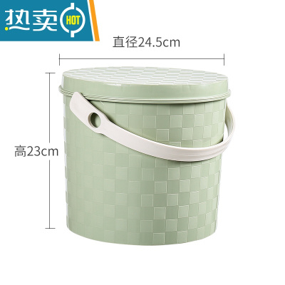 敬平塑料加厚可坐家用钓鱼桶手提洗澡篮洗车桶幼儿园收纳桶带盖水桶凳 北欧绿[10L小号]