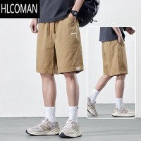 HLCOMAN卡其色工装短裤男士夏季宽松外穿夏天中裤男装六五分裤子男款