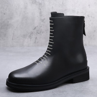 小众做旧缝线设计厚底增高切尔西靴男款英伦风工装复古休闲马丁靴