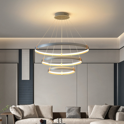 克罗斯塔 北欧后现代餐厅吊灯时尚简约圆环卧室灯创意个性饭厅吧台楼梯灯具