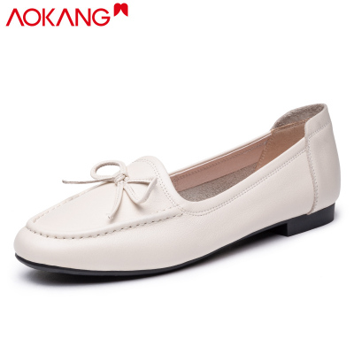 奥康女鞋低帮浅口女鞋软底舒适平底豆豆鞋单鞋女