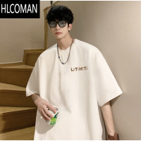 HLCOMAN白色短袖男夏季t恤新款宽松美式小众上衣服