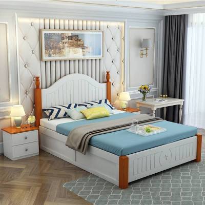北欧实木床现代简约高箱储物公主卧室1.8米双人白色松木1.5床